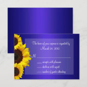 Blauwe en gele Zonnebloem Weddenschap RSVP Kaartje (Voorkant / Achterkant)