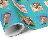 Blauwe en glitter fotovakantie cadeaupapier (Rol Hoek)