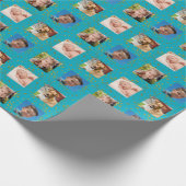 Blauwe en glitter fotovakantie cadeaupapier (Hoek)