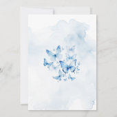Blauwe en Glitter Vlinders Verjaardagsfeestje Kaart (Achterkant)