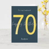 Blauwe en Gold 70e geboortekaart Kaart (Gele Bloem)