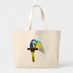 Blauwe en Gold Macaw Parrot afdrukken Grote Tote Bag