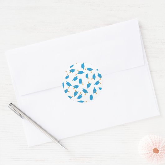 Blauwe en goudAfstuderen Sticker (Envelop)