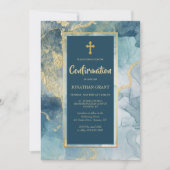 Blauwe en goudbevestigingen kaart (Voorkant)