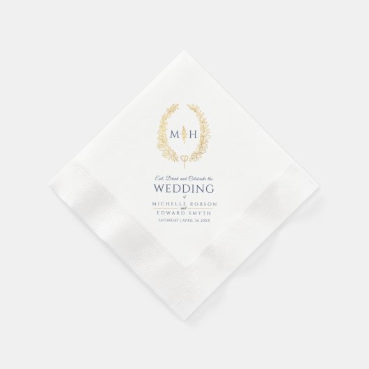 Blauwe en goudbladovale bruinbruinmakersluiers servet (Hoek)