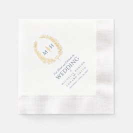 Blauwe en goudbladovale bruinbruinmakersluiers servet