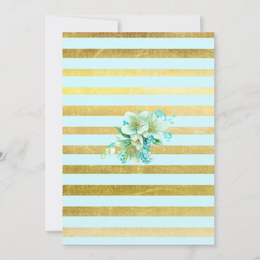 Blauwe en goudbloederige bruiloft kaart (Achterkant)