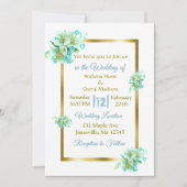 Blauwe en goudbloederige bruiloft kaart (Voorkant)