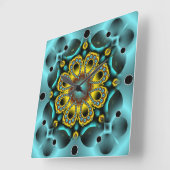 Blauwe en goudbloem en botervliegen vierkante klok (Hoek)