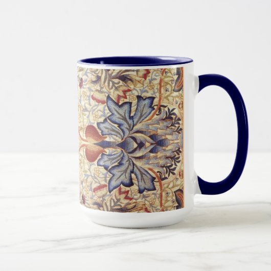 Blauwe en goudbloemen mok (Rechts)