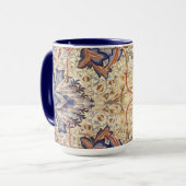Blauwe en goudbloemen mok (Voorkant links)