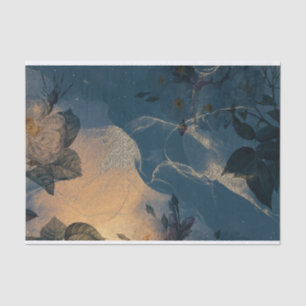 Blauwe en goudbloemen,  tissuepapier