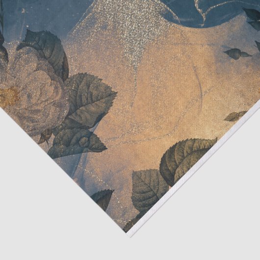 Blauwe en goudbloemen,  tissuepapier (Detail)