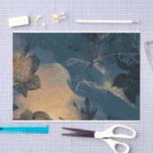 Blauwe en goudbloemen, tissuepapier (Craft)