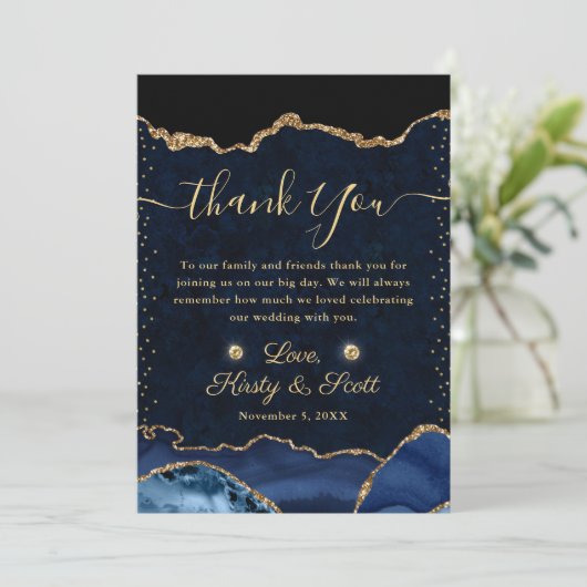 Blauwe en goudbruine bruine bruine bruine bruinvis bedankkaart (Staand voorkant)