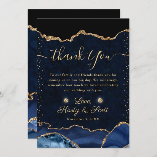 Blauwe en goudbruine bruine bruine bruine bruinvis bedankkaart (Voorkant / Achterkant)