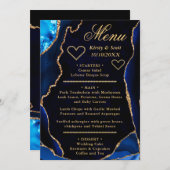 Blauwe en goudbruine bruine marmer menu (Voorkant / Achterkant)