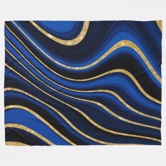 Blauwe en gouddeken fleece deken (Voorkant (Horizontaal))