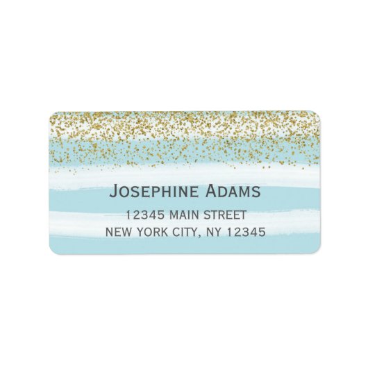 Blauwe en gouden Adresetiketten Etiket (Voorkant)
