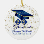 Blauwe en gouden Afstuderen keramische siervoorwer Keramisch Ornament (Voorkant)