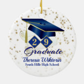 Blauwe en gouden Afstuderen keramische siervoorwer Keramisch Ornament (Achterkant)