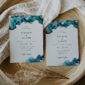 Blauwe en Gouden Agaat Bruiloft Uitnodigen Kaart