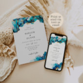 Blauwe en Gouden Agaat Bruiloft Uitnodigen Kaart