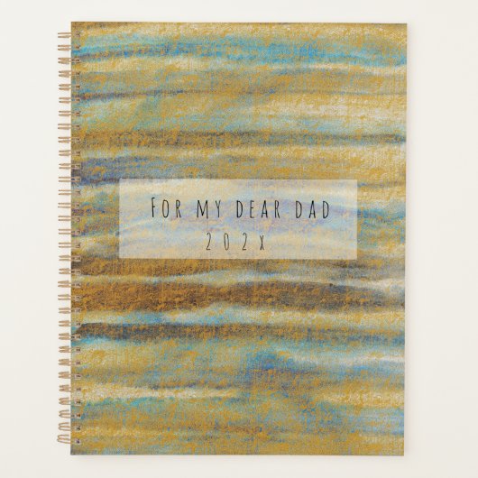 Blauwe en gouden aquarellijnen planner (Voorkant)