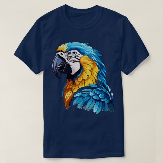 Blauwe en gouden ara 3 t-shirt (Design voorkant)