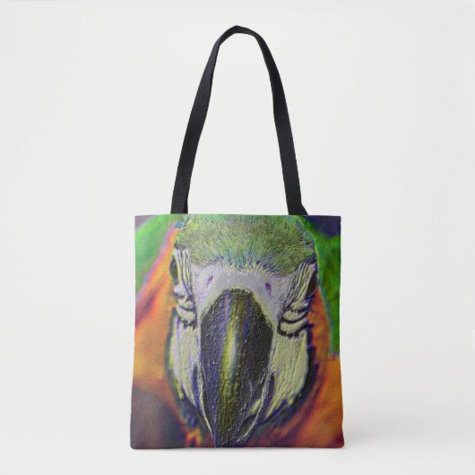 Blauwe en gouden ara gezicht papegaai kunst tote bag (Voorkant)