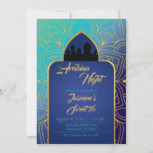 Blauwe en gouden Arabische Nacht Marokkaanse verja Kaart (Voorkant)