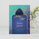 Blauwe en gouden Arabische Nacht Marokkaanse verja Kaart (Staand voorkant)