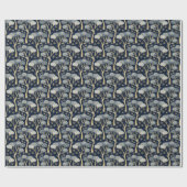 Blauwe en gouden Art Deco dennenbomen Cadeaupapier (Vlak)