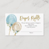 Blauwe en gouden ballonnen baby shower Luierspoeli Informatiekaartje (Voorkant)