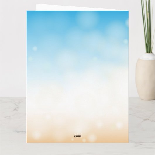 Blauwe en gouden ballonnen blauwe achtergrondfoto kaart (Achterkant)