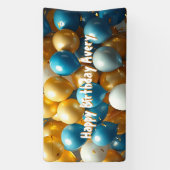 Blauwe en gouden ballonnen | Gepersonaliseerde ver Spandoek (Verticaal)
