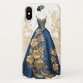 Blauwe en gouden balzaal jurk Case-Mate iPhone case (Achterkant)