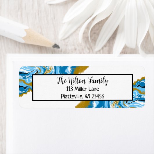 Blauwe en gouden blauwe vlecht etiket (Insitu)