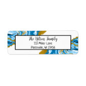 Blauwe en gouden blauwe vlecht etiket (Voorkant)