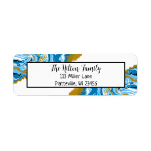 Blauwe en gouden blauwe vlecht etiket