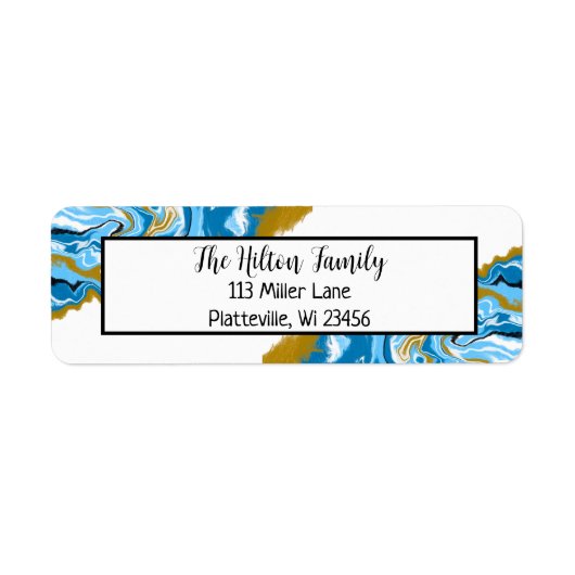 Blauwe en gouden blauwe vlecht etiket (Voorkant)