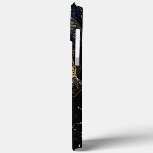 Blauwe en gouden bloemschedel Case-Mate iPhone case (Achterkant / Links)