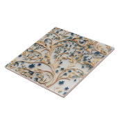 Blauwe en gouden boom, houtsnijstijl tegeltje (Zijkant)