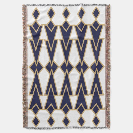 Blauwe en gouden Bowties Deken (Voorkant Verticaal)