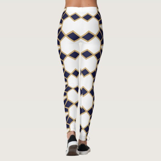 Blauwe en gouden Bowties Leggings (Achterkant)