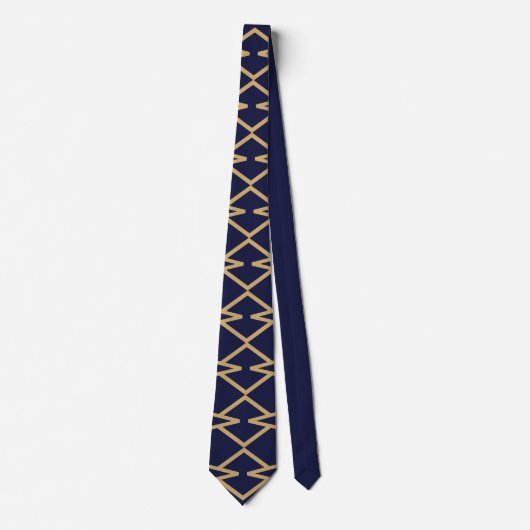 Blauwe en gouden Bowties Stropdas (Voorkant)