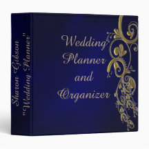 Blauwe en gouden bruiloft Planner en organisator