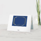 Blauwe en gouden Chanoeka-fotokaart Feestdagen Kaart (Achterkant)