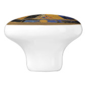 Blauwe en gouden cirkel keramische knop (Zijkant)