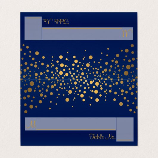 Blauwe en gouden Confetti | Kaarten plaatsen (Buitenkant ongevouwen)